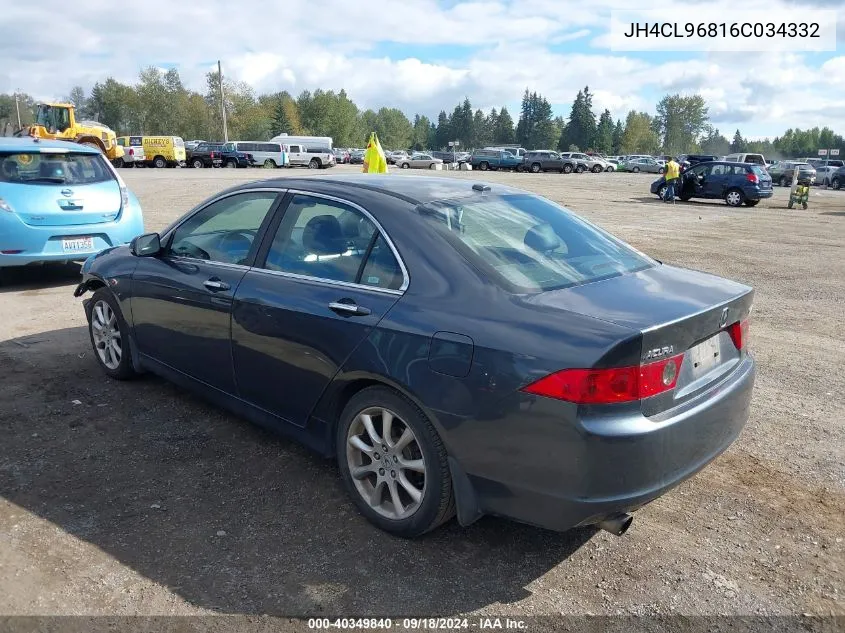 2006 Acura Tsx VIN: JH4CL96816C034332 Lot: 40349840