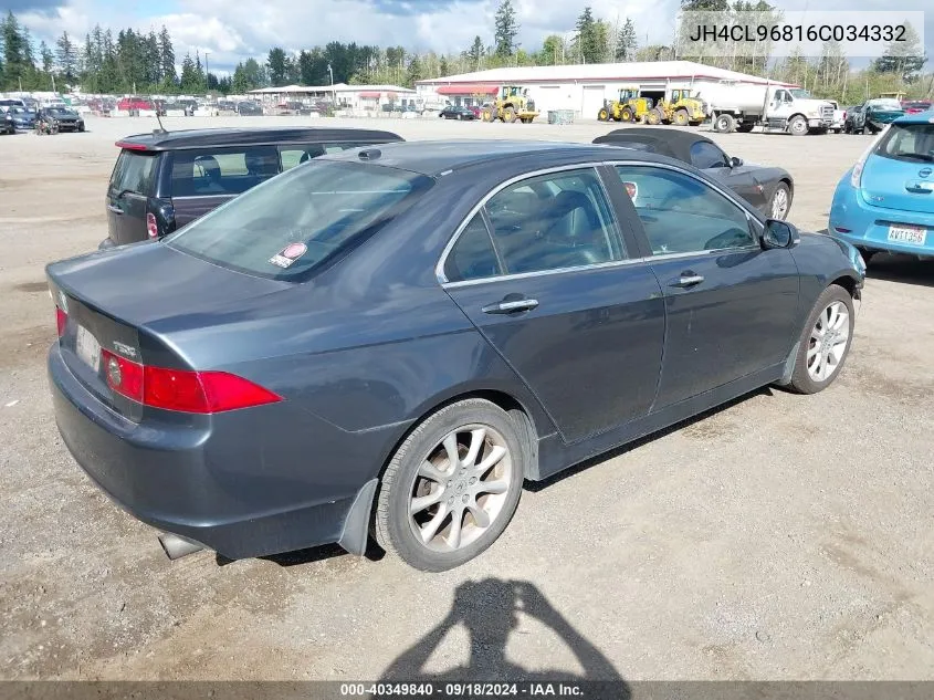 2006 Acura Tsx VIN: JH4CL96816C034332 Lot: 40349840