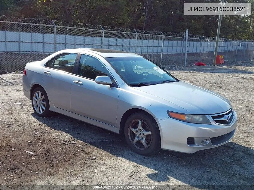 2006 Acura Tsx VIN: JH4CL96916C038521 Lot: 40429732