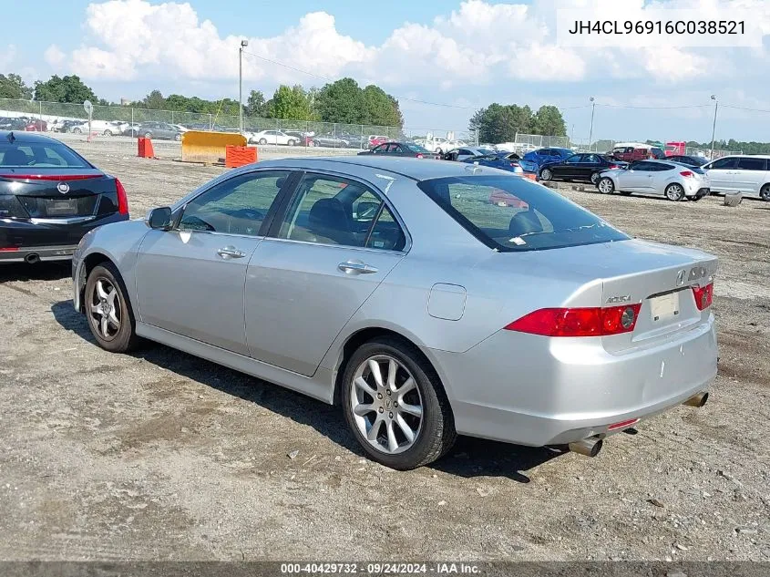 2006 Acura Tsx VIN: JH4CL96916C038521 Lot: 40429732