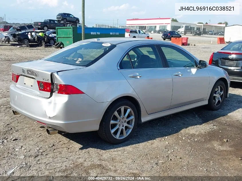 2006 Acura Tsx VIN: JH4CL96916C038521 Lot: 40429732