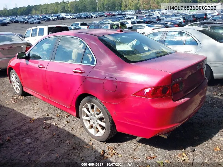 2006 Acura Tsx VIN: JH4CL96836C002322 Lot: 40540337