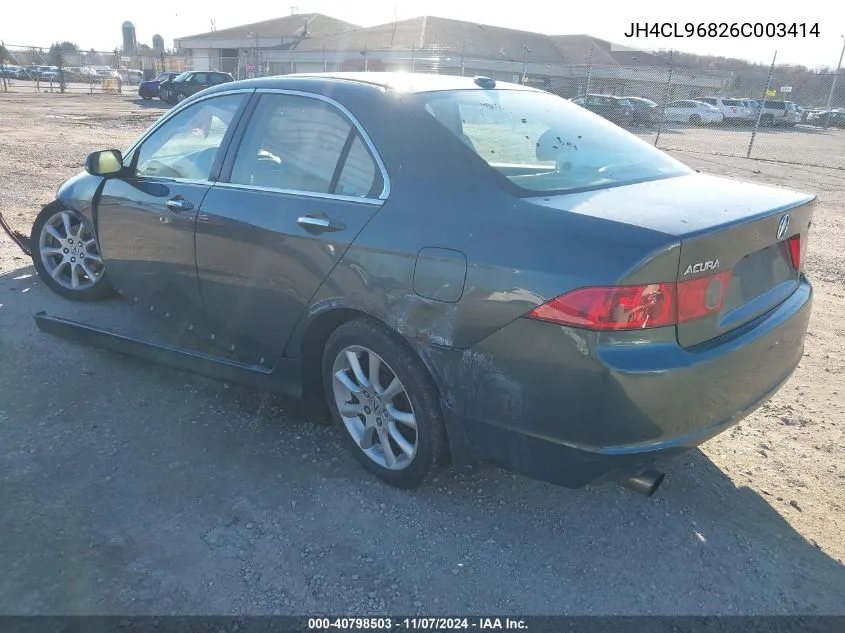 2006 Acura Tsx VIN: JH4CL96826C003414 Lot: 40798503