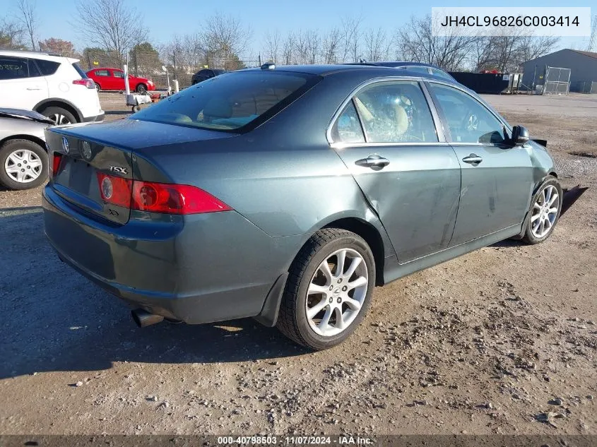 2006 Acura Tsx VIN: JH4CL96826C003414 Lot: 40798503