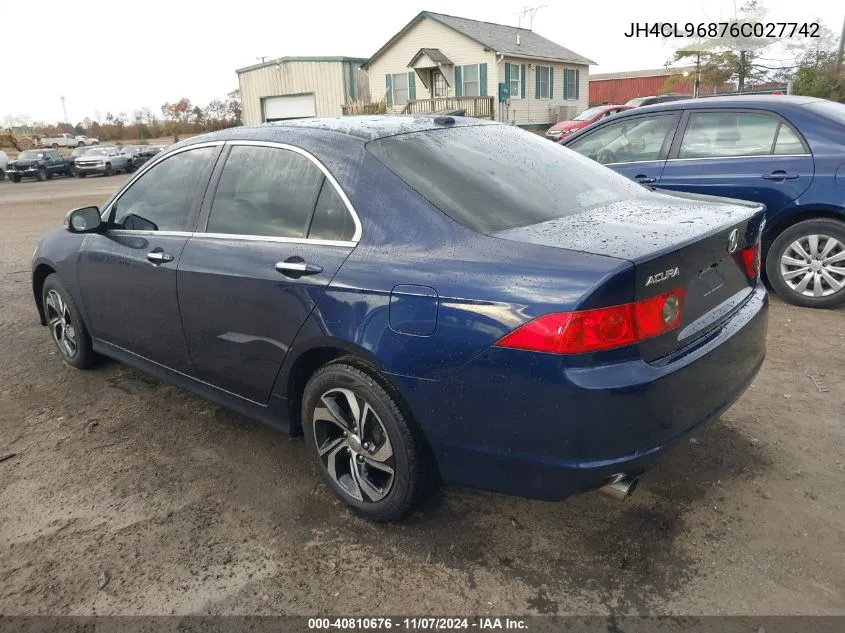 2006 Acura Tsx VIN: JH4CL96876C027742 Lot: 40810676