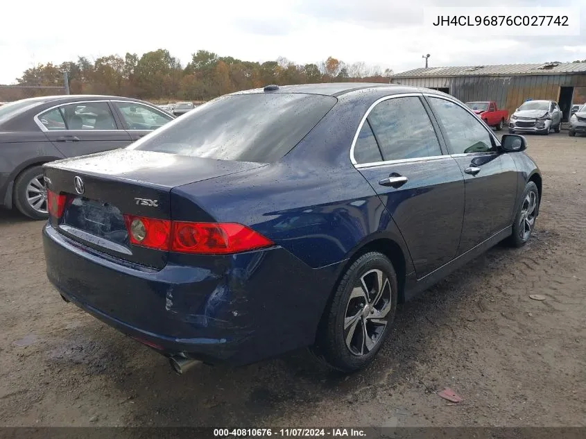 2006 Acura Tsx VIN: JH4CL96876C027742 Lot: 40810676