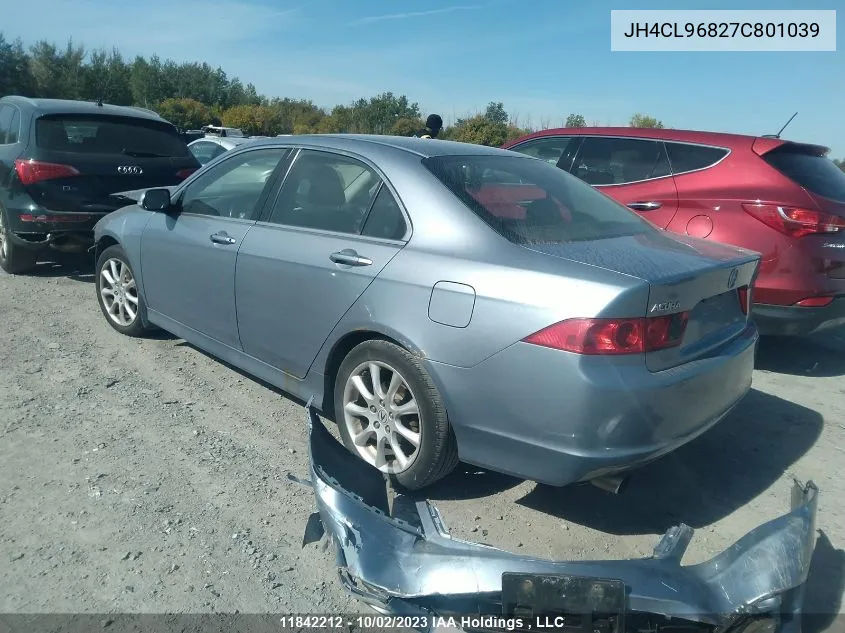 2007 Acura Tsx VIN: JH4CL96827C801039 Lot: 11842212