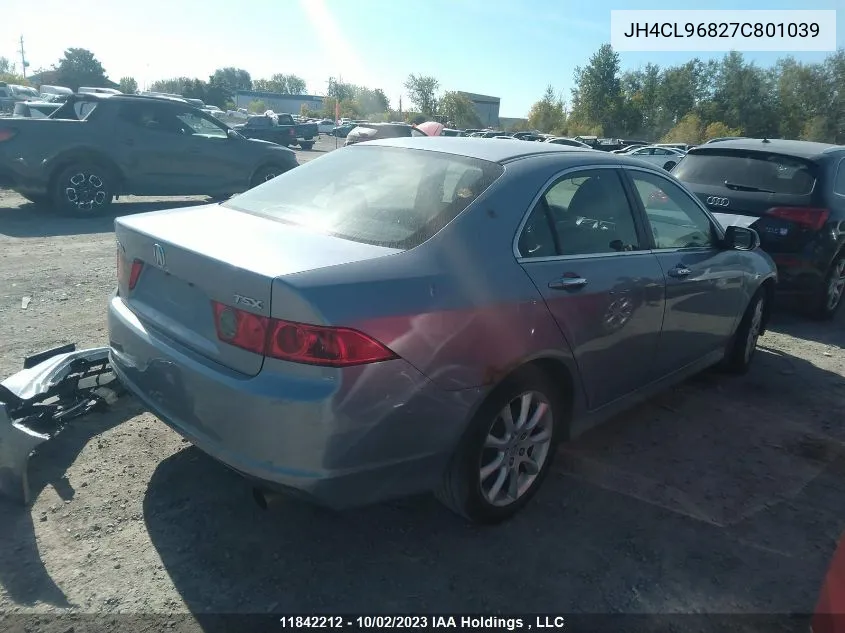 2007 Acura Tsx VIN: JH4CL96827C801039 Lot: 11842212