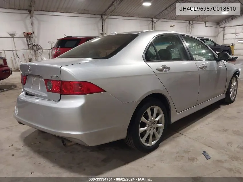 2007 Acura Tsx VIN: JH4CL96987C018610 Lot: 39994751