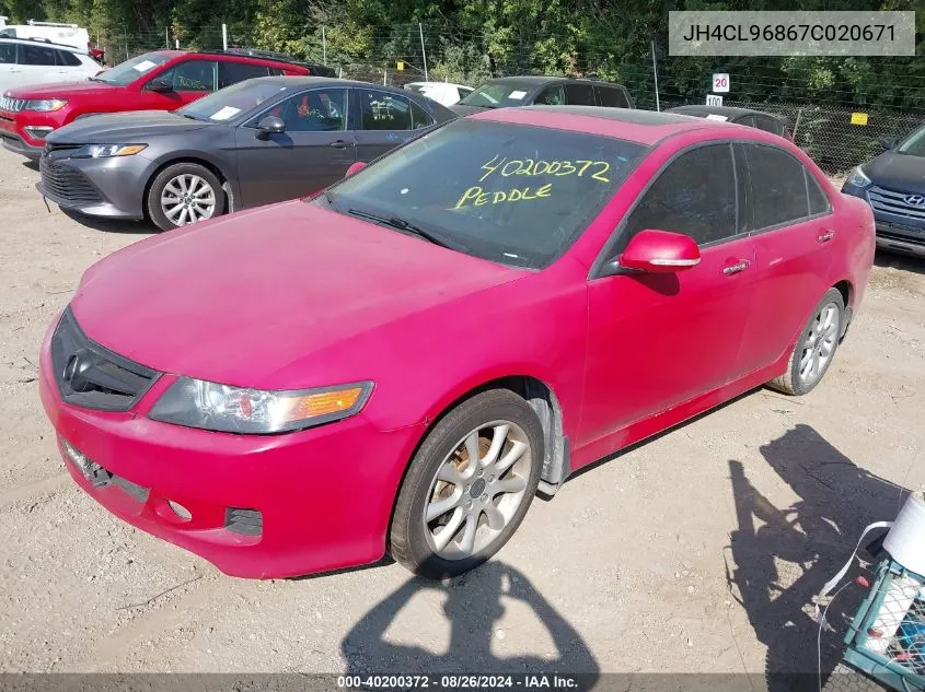 2007 Acura Tsx VIN: JH4CL96867C020671 Lot: 40200372