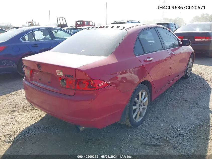 2007 Acura Tsx VIN: JH4CL96867C020671 Lot: 40200372