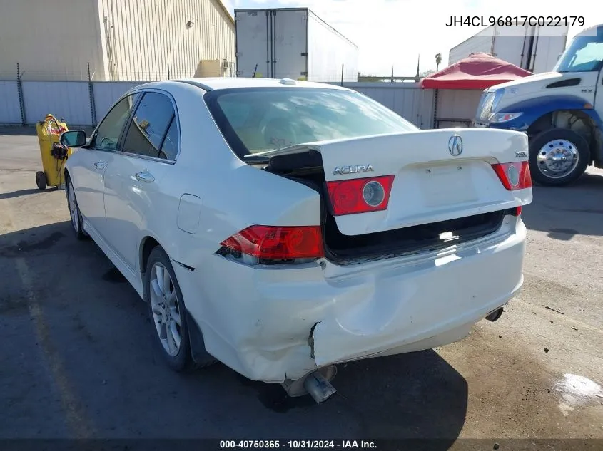 2007 Acura Tsx VIN: JH4CL96817C022179 Lot: 40750365