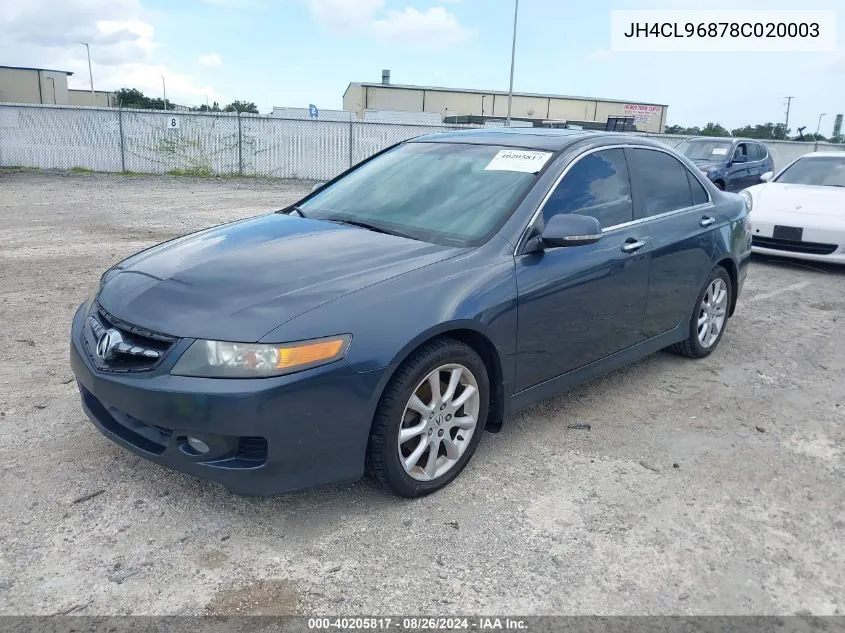 2008 Acura Tsx VIN: JH4CL96878C020003 Lot: 40205817