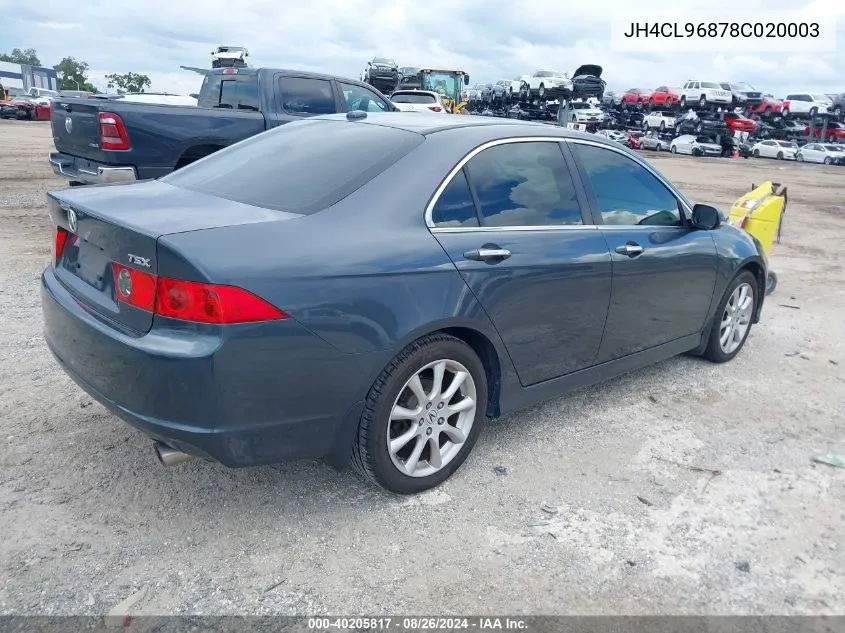 2008 Acura Tsx VIN: JH4CL96878C020003 Lot: 40205817