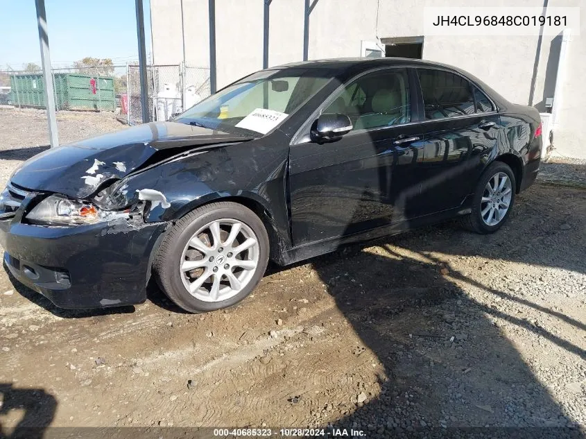 2008 Acura Tsx VIN: JH4CL96848C019181 Lot: 40685323