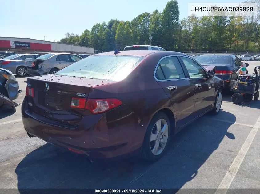 2010 Acura Tsx VIN: JH4CU2F66AC039828 Lot: 40300021