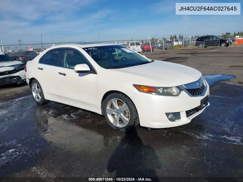 2010 Acura Tsx 2.4 VIN: JH4CU2F64AC027645 Lot: 40671045