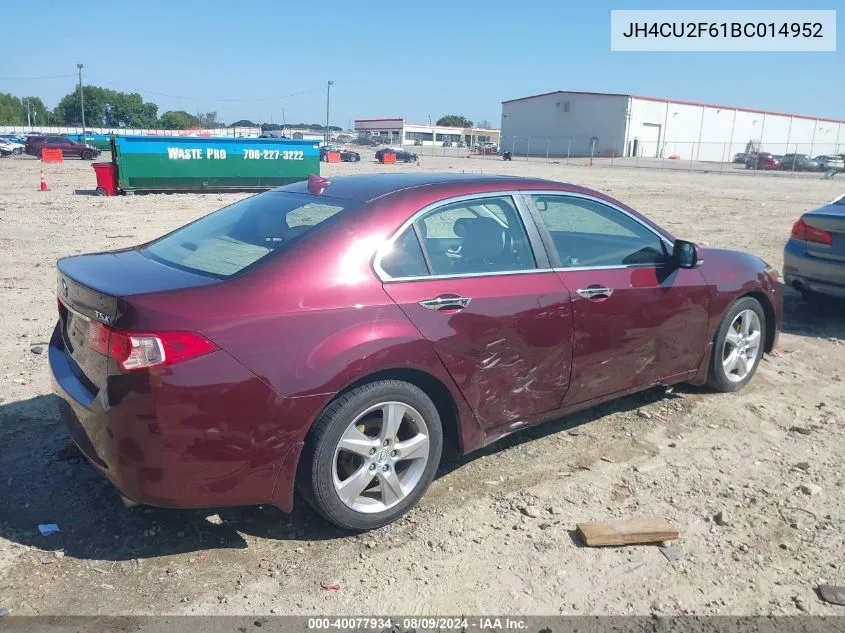 2011 Acura Tsx 2.4 VIN: JH4CU2F61BC014952 Lot: 40077934