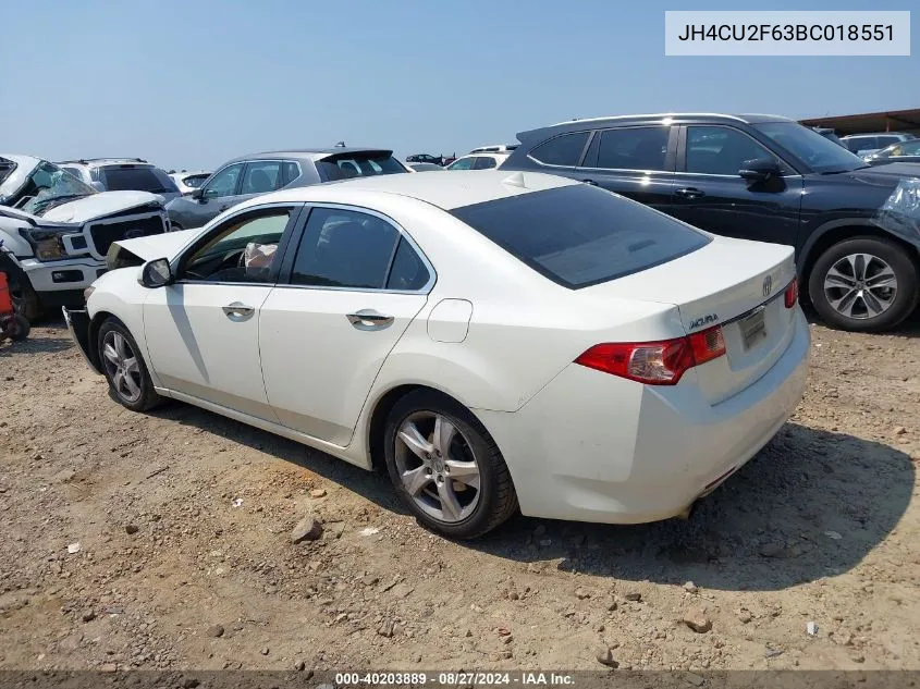 2011 Acura Tsx 2.4 VIN: JH4CU2F63BC018551 Lot: 40203889