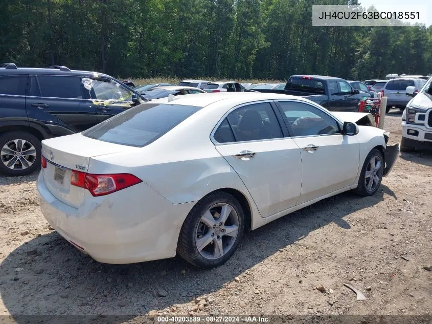 2011 Acura Tsx 2.4 VIN: JH4CU2F63BC018551 Lot: 40203889