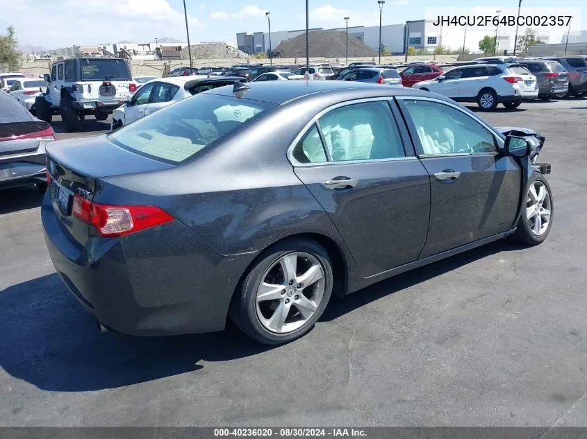 2011 Acura Tsx 2.4 VIN: JH4CU2F64BC002357 Lot: 40236020