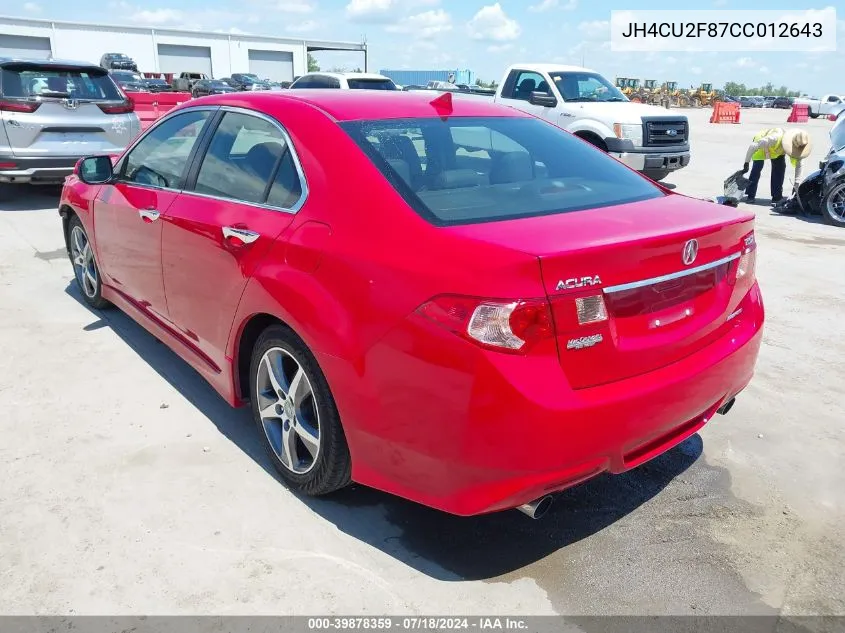 2012 Acura Tsx 2.4 VIN: JH4CU2F87CC012643 Lot: 39878359