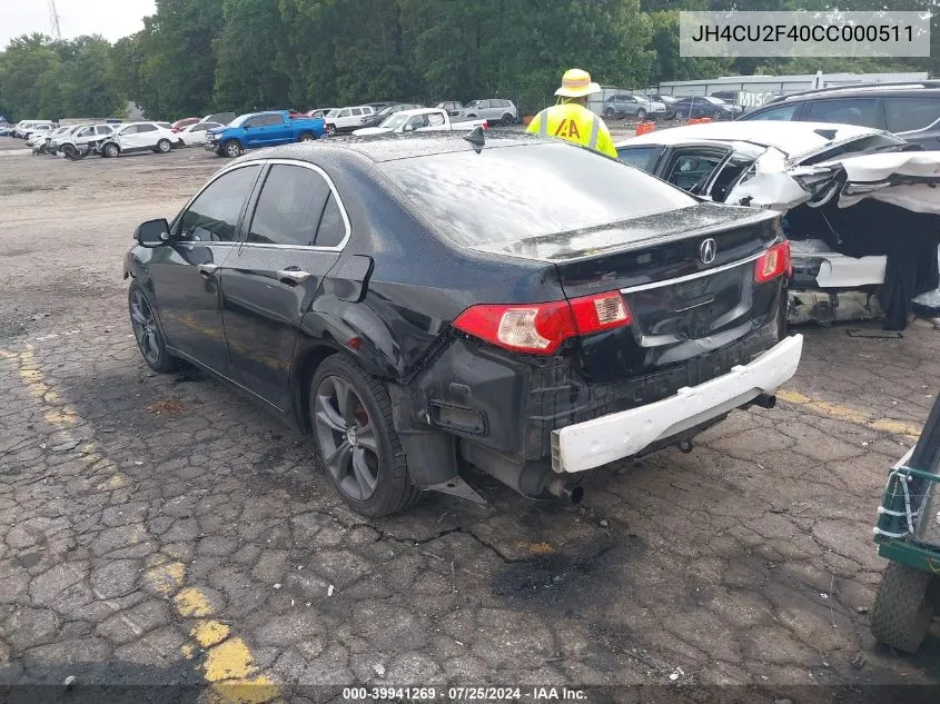 2012 Acura Tsx 2.4 VIN: JH4CU2F40CC000511 Lot: 39941269