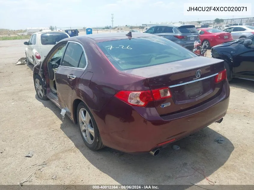 2012 Acura Tsx 2.4 VIN: JH4CU2F4XCC020071 Lot: 40012364