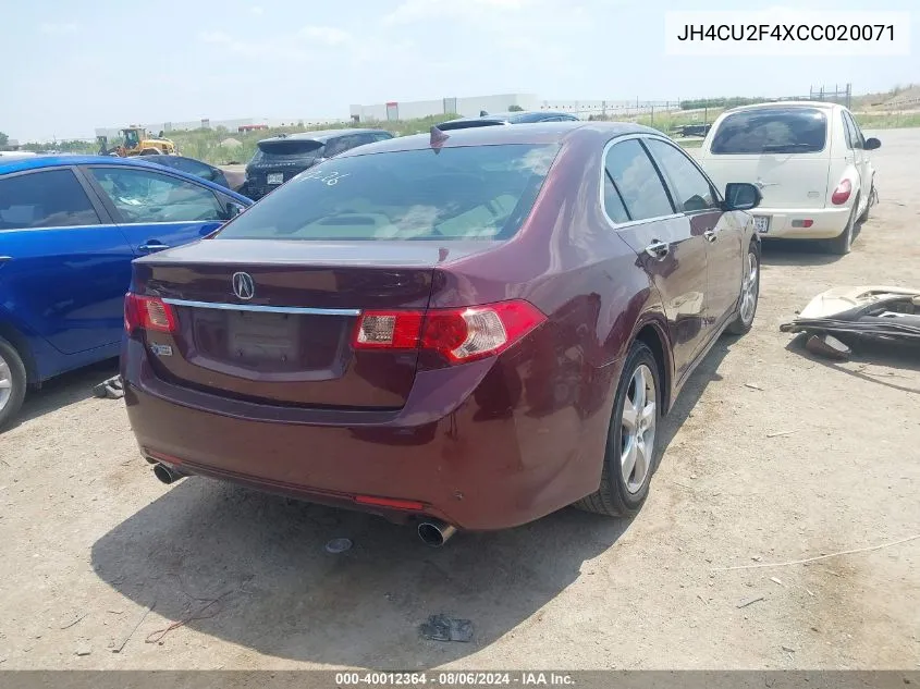 2012 Acura Tsx 2.4 VIN: JH4CU2F4XCC020071 Lot: 40012364