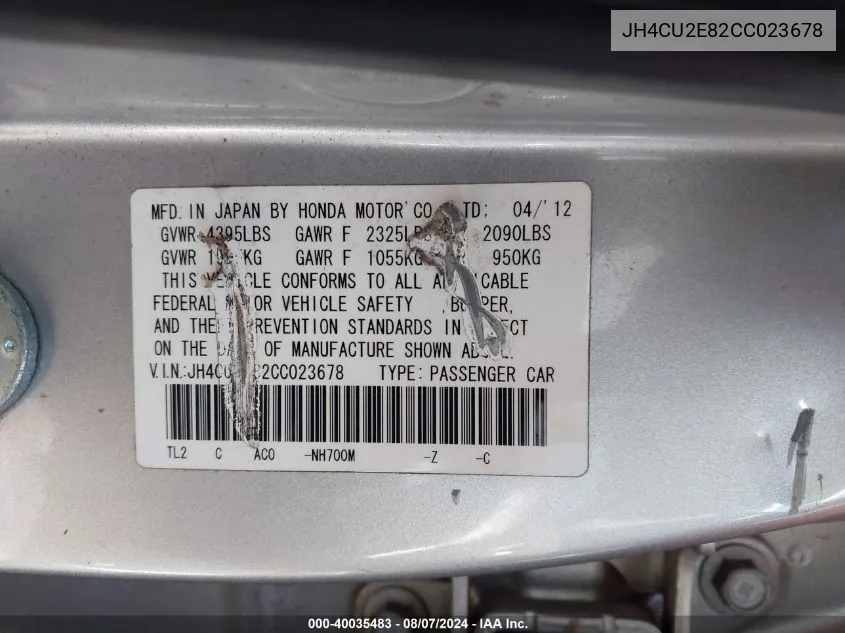 JH4CU2E82CC023678 2012 Acura Tsx 2.4