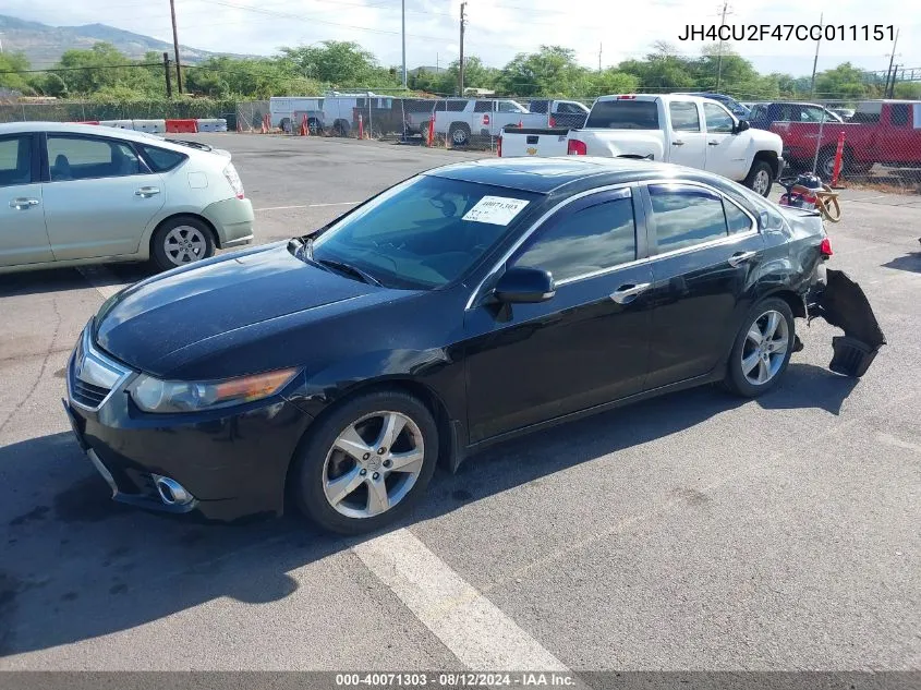 2012 Acura Tsx 2.4 VIN: JH4CU2F47CC011151 Lot: 40071303