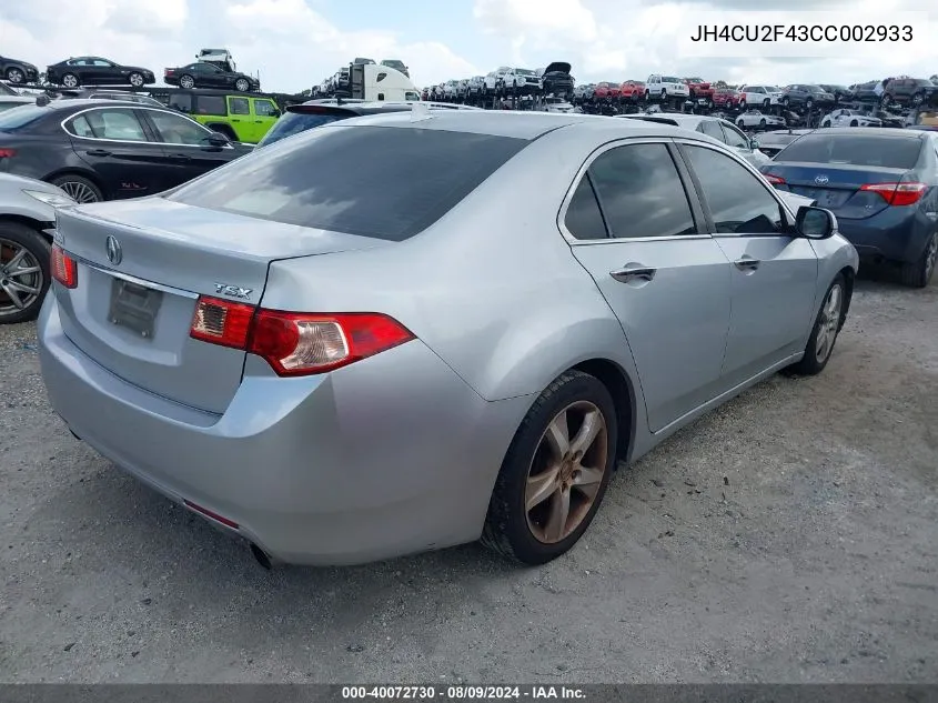 2012 Acura Tsx VIN: JH4CU2F43CC002933 Lot: 40072730