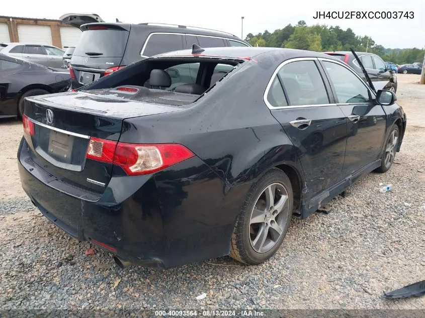 2012 Acura Tsx Se VIN: JH4CU2F8XCC003743 Lot: 40093564