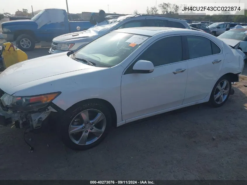 2012 Acura Tsx VIN: JH4CU2F43CC022874 Lot: 40273076