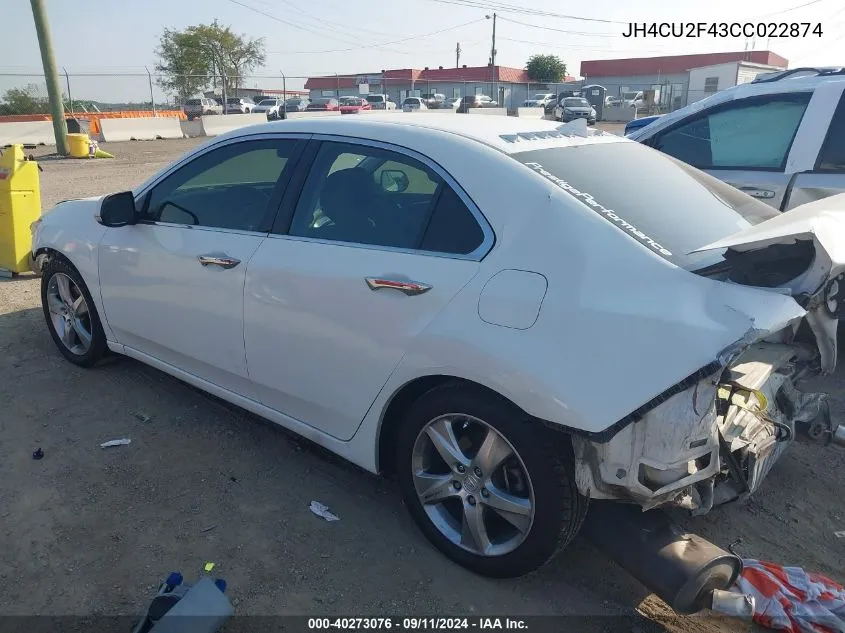 2012 Acura Tsx VIN: JH4CU2F43CC022874 Lot: 40273076