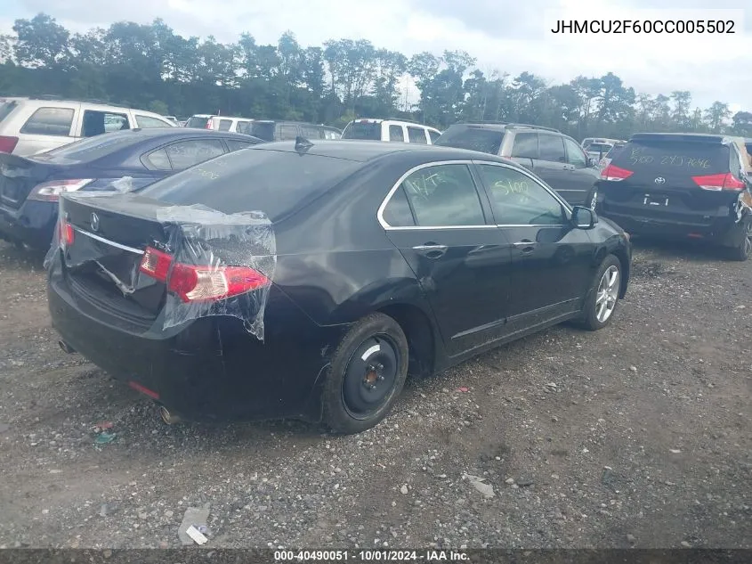 2012 Acura Tsx VIN: JHMCU2F60CC005502 Lot: 40490051