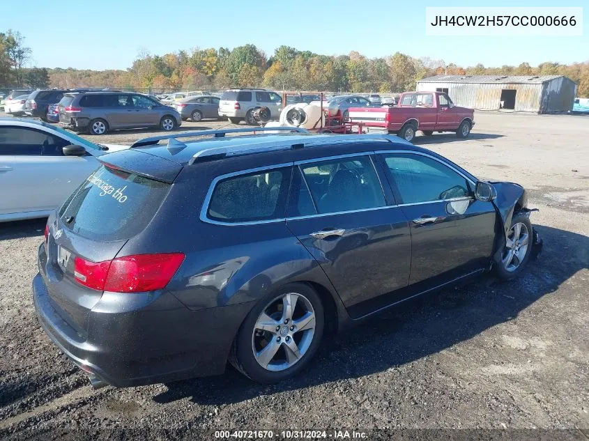 2012 Acura Tsx 2.4 VIN: JH4CW2H57CC000666 Lot: 40721670