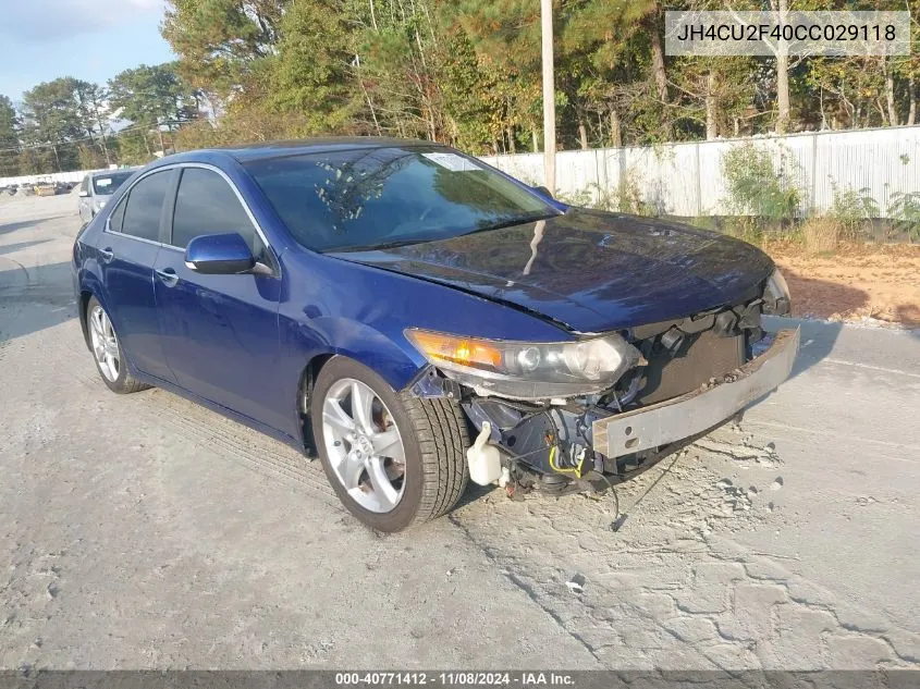 2012 Acura Tsx 2.4 VIN: JH4CU2F40CC029118 Lot: 40771412