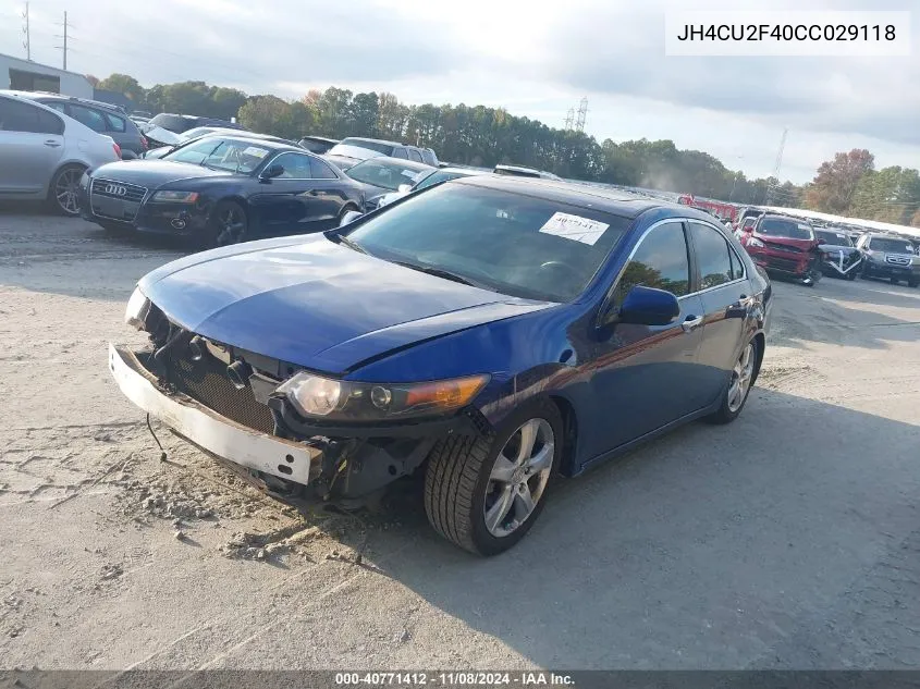 2012 Acura Tsx 2.4 VIN: JH4CU2F40CC029118 Lot: 40771412