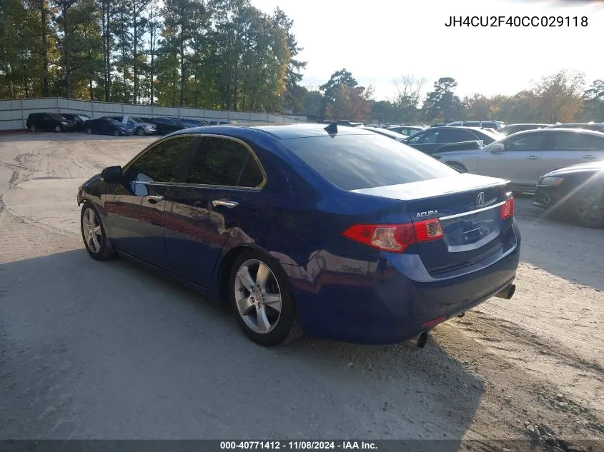 2012 Acura Tsx 2.4 VIN: JH4CU2F40CC029118 Lot: 40771412