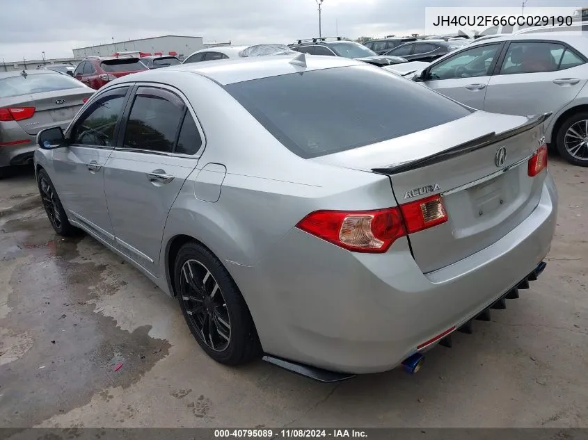 2012 Acura Tsx 2.4 VIN: JH4CU2F66CC029190 Lot: 40795089