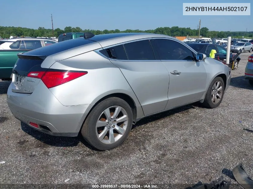 2010 Acura Zdx VIN: 2HNYB1H44AH502107 Lot: 39989537