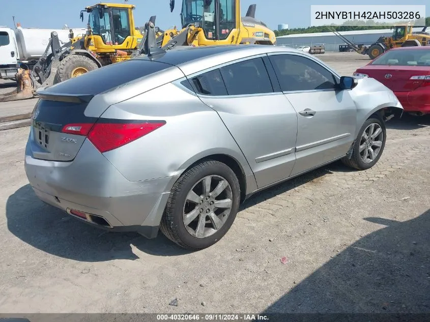 2010 Acura Zdx VIN: 2HNYB1H42AH503286 Lot: 40320646