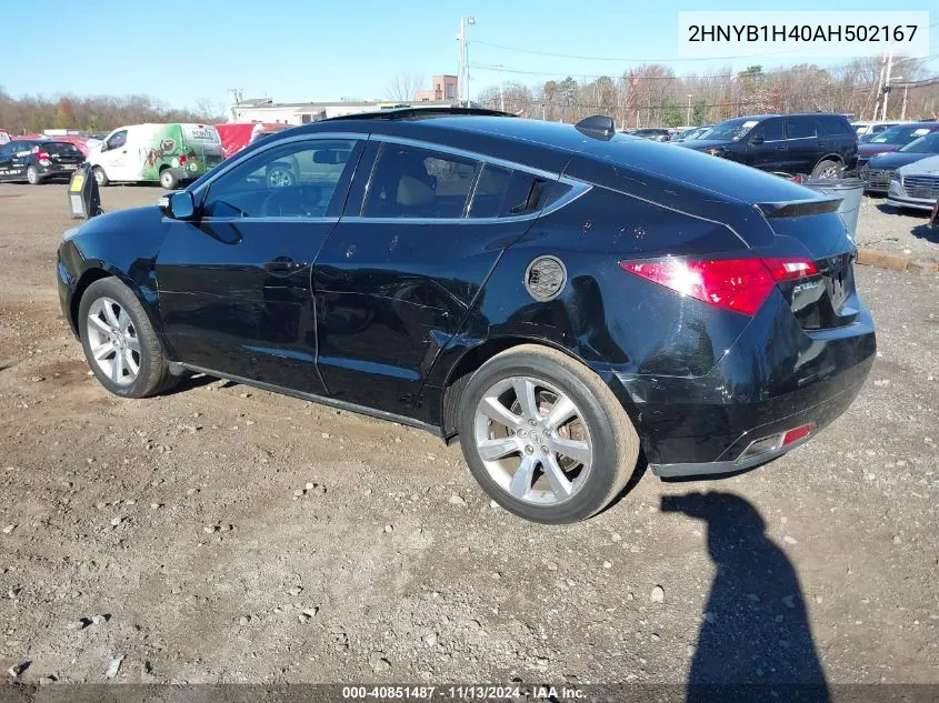 2010 Acura Zdx VIN: 2HNYB1H40AH502167 Lot: 40851487