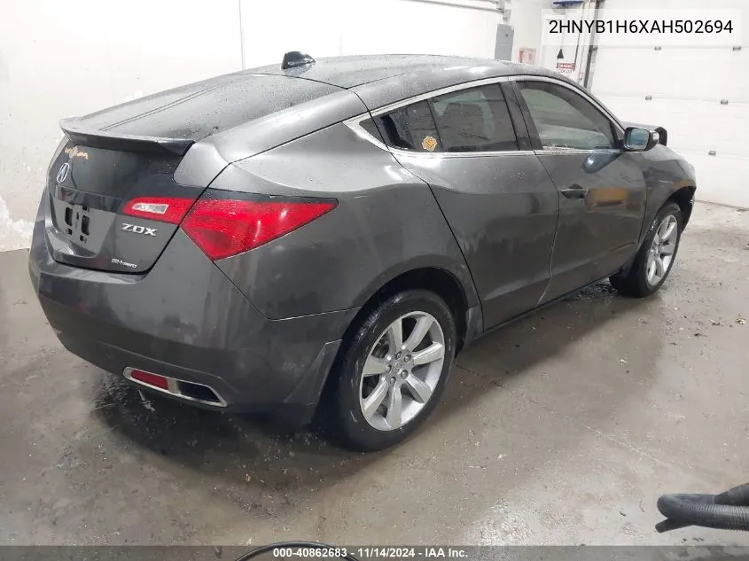 2010 Acura Zdx VIN: 2HNYB1H6XAH502694 Lot: 40862683