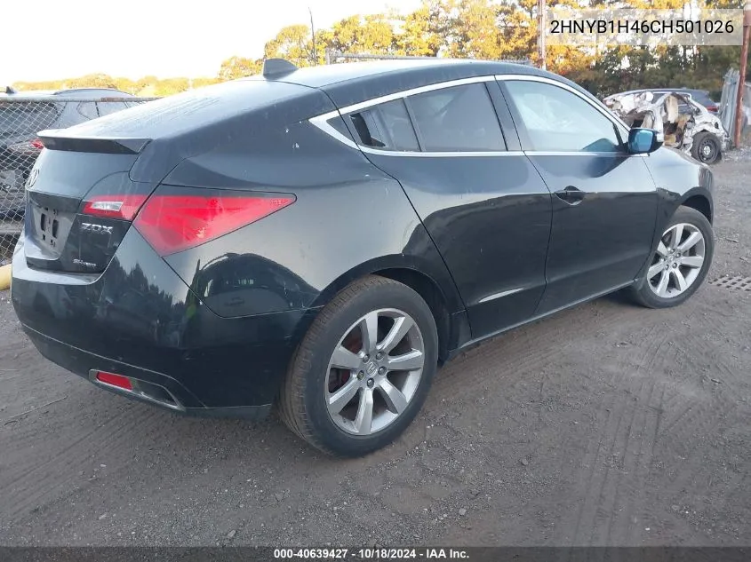 2012 Acura Zdx VIN: 2HNYB1H46CH501026 Lot: 40639427