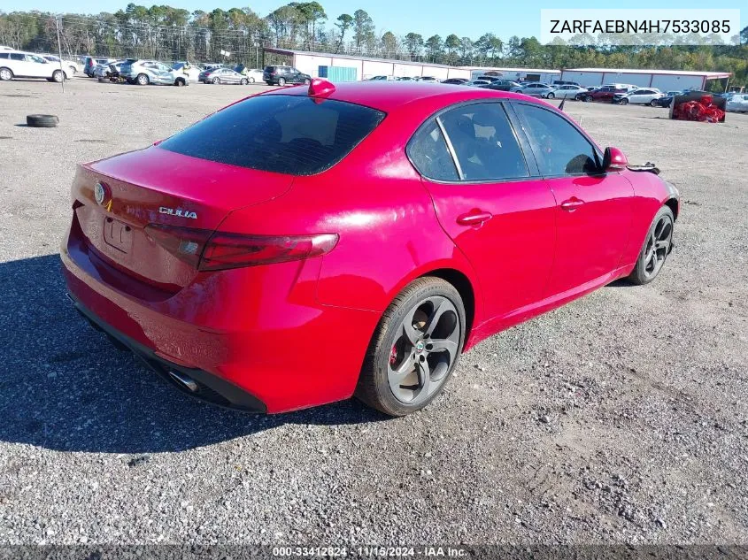 2017 Alfa Romeo Giulia Rwd VIN: ZARFAEBN4H7533085 Lot: 33412824