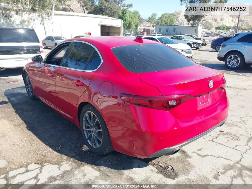 2017 Alfa Romeo Giulia Rwd VIN: ZARFAEBN7H7546252 Lot: 39750628