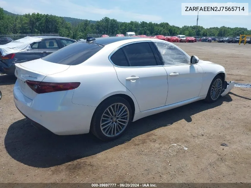 2018 Alfa Romeo Giulia Ti Lusso Awd VIN: ZARFAEEN2J7565714 Lot: 39697777