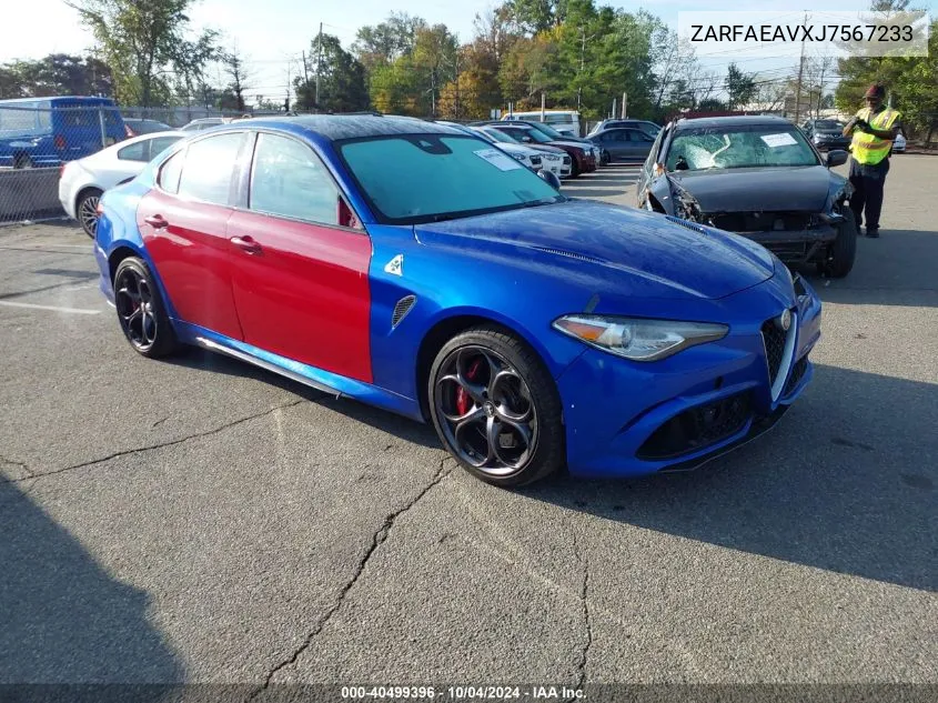 2018 Alfa Romeo Giulia Quadrifoglio Rwd VIN: ZARFAEAVXJ7567233 Lot: 40499396